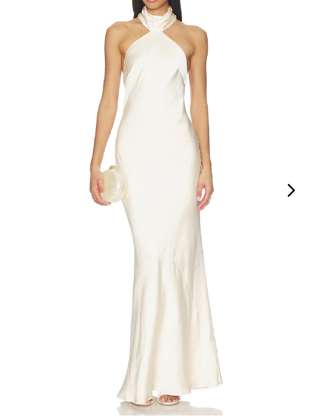 Lovers + Friends Cream Halter Satin Maxi Dress